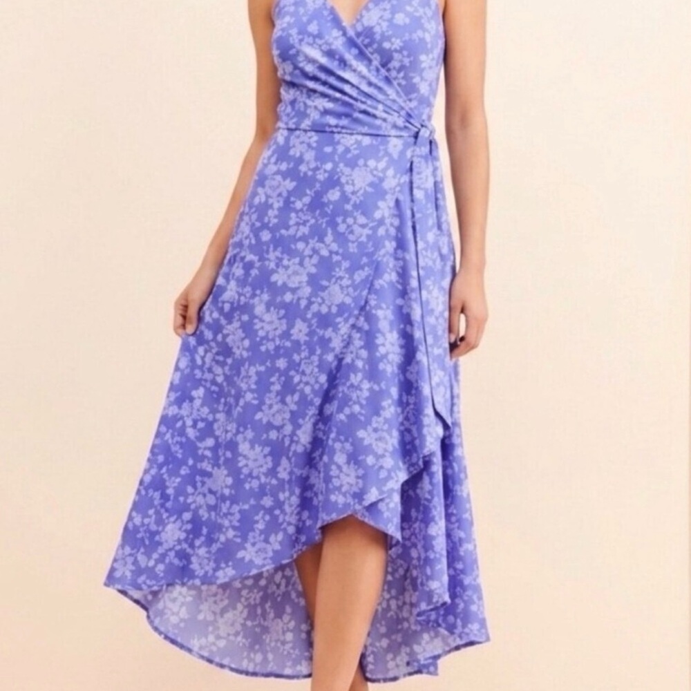 Anthropologie Lavender Floral High-Low Wrap Dress